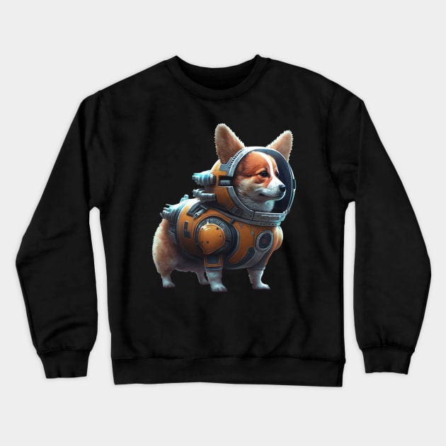 Dog Space Explorer Crewneck Sweatshirt by gibah